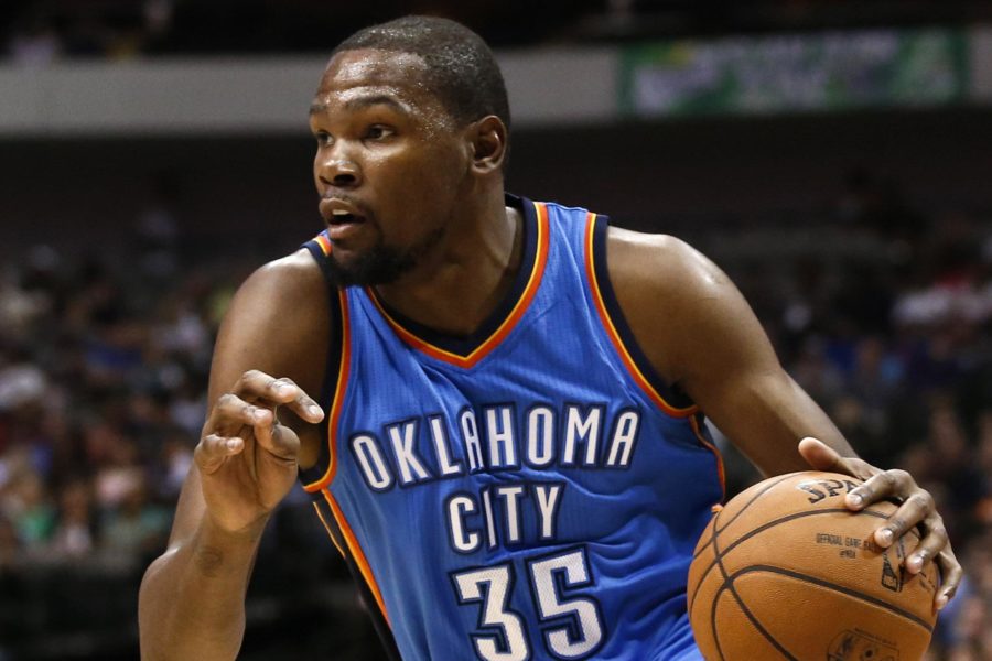 Oklahoma City Thunder forward Kevin Durant drives to the basket during a game. The former MVP has returned to form in 2016 after missing all of last season due to injury.