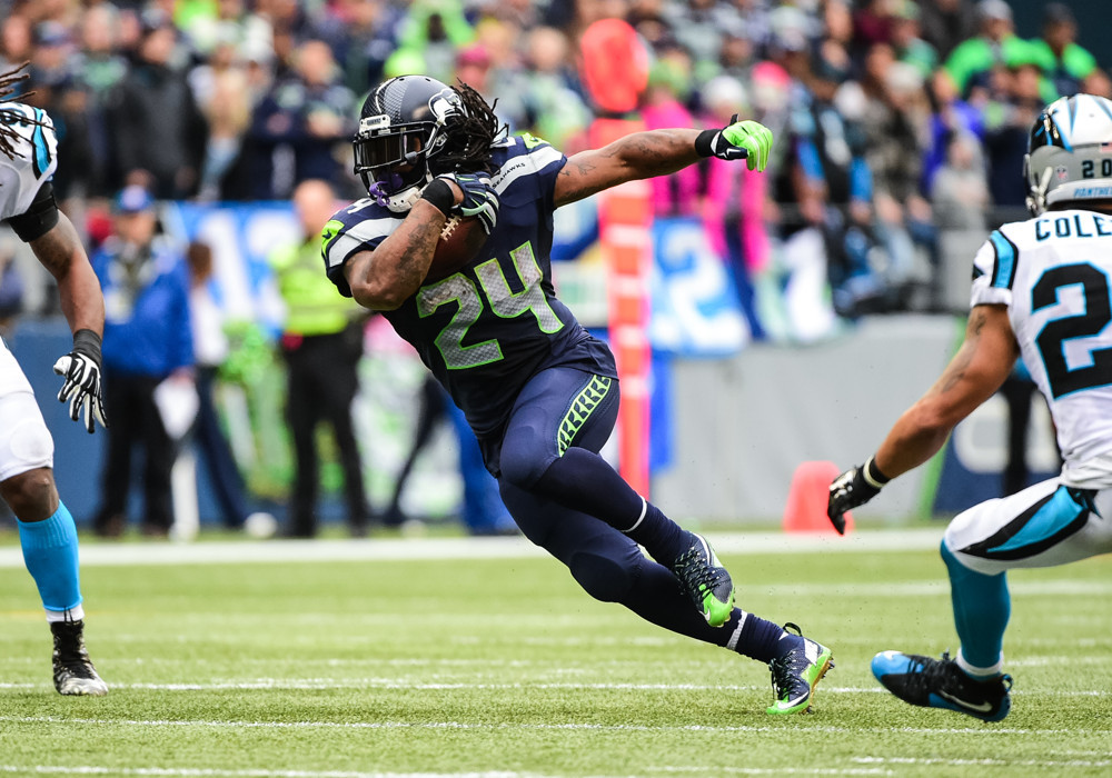 Marshawn Lynch Seattle Seahawks Autographed Framed 16 x 20 Beast Quake  Run Photograph