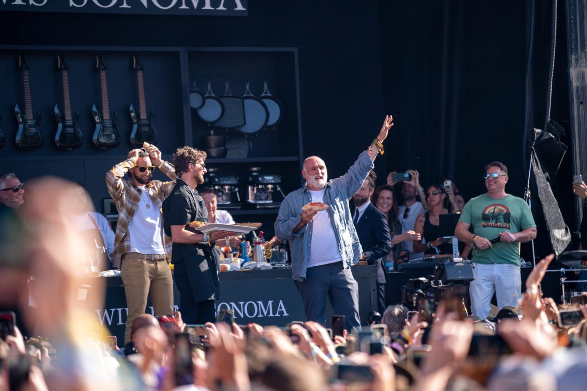 Chef José Andrés is interrupted by Actor Bradley Cooper on the Williams-Sonoma Culinary Stage at BottleRock Napa Valley on Saturday, May 25, 2024. 