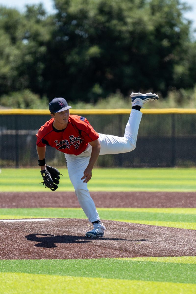 Pitcher Russell Freedheim takes over on the mound for Jordan Giacomini in the top of the seventh against Cabrillo College in the first round of the CCCAA Super Regionals in Hayward on Thursday, May 9, 2024.