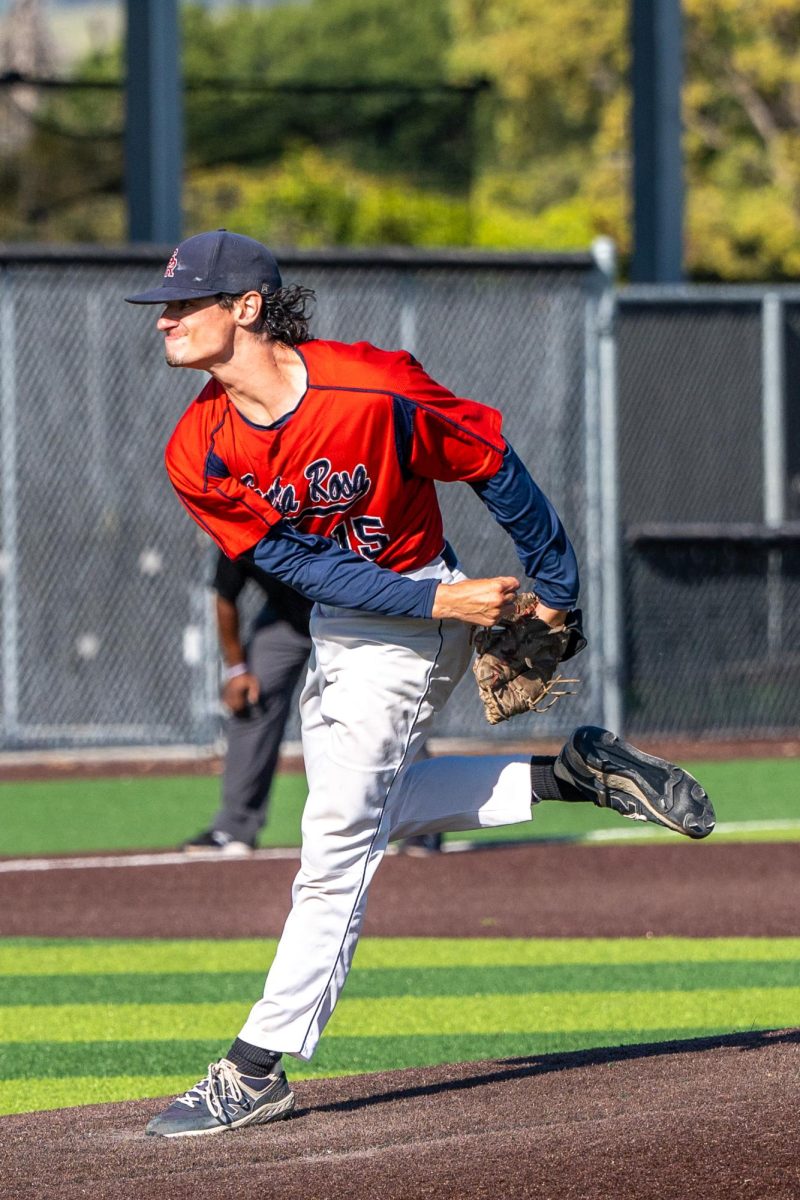 Collin Medeiros relieves pitcher Hekili Robello in the eighth inning against Chabot College in the second round of the CCCAA Super Regionals in Hayward on Thursday, May 9, 2024.