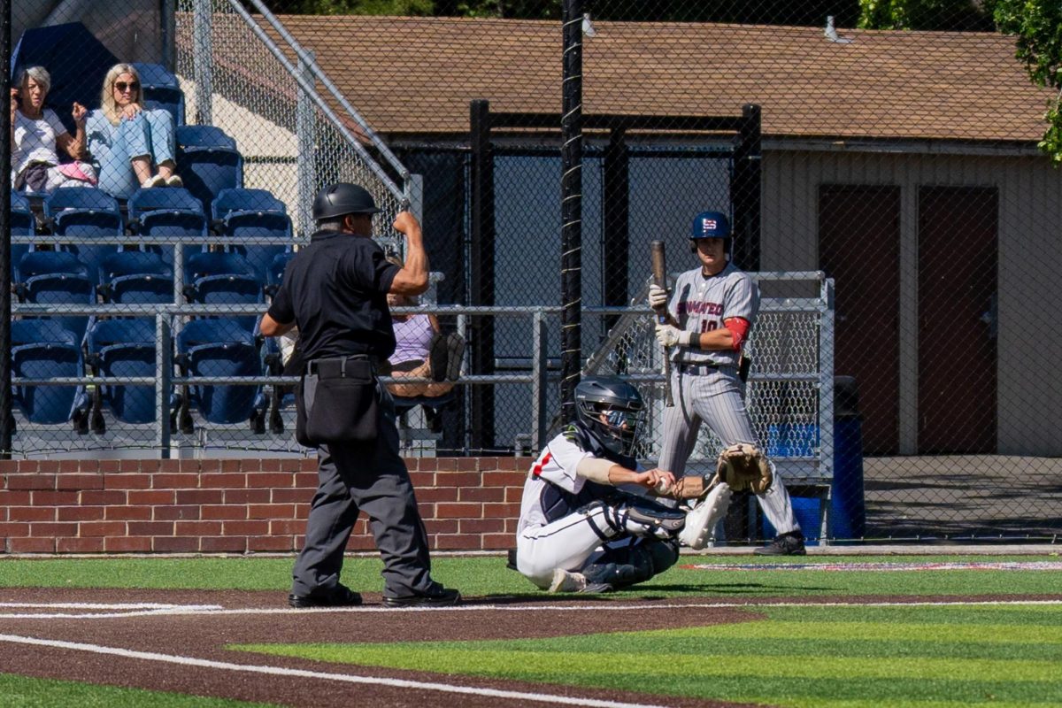 Catcher Cameron Duran makes the catch on a pop up bunt for the out against College of San Mateo in game 1 of the CCCAA Regional Playoffs at home on Thursday, May 2, 2024.