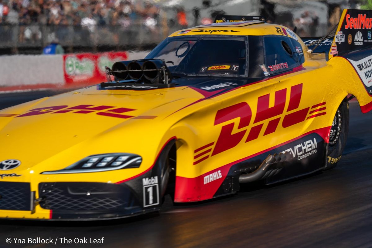 Funny Car driver J.R. Todd rolls forward prior to his first run at the DENSO NHRA Sonoma Nationals on Friday, July 26, 2024 in Sonoma.