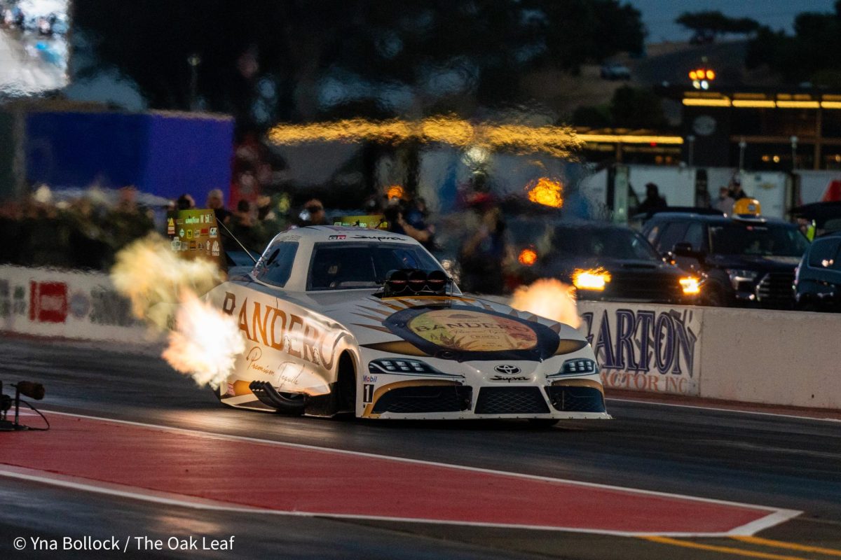 Funny Car driver Alexis DeJoria runs a whopping 3.920 ET at 331.28 mph at the DENSO NHRA Sonoma Nationals on Friday, July 26, 2024 in Sonoma.