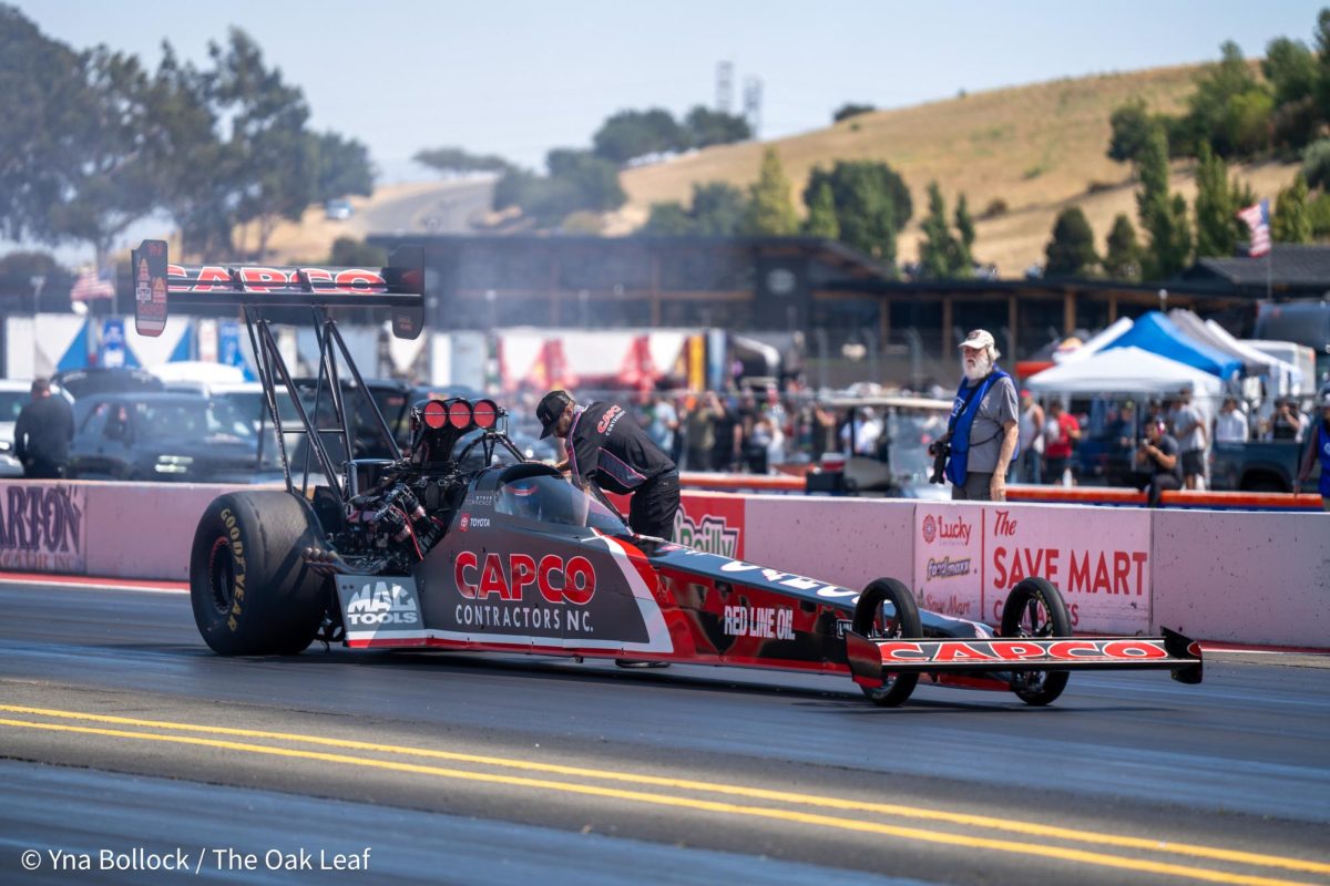 Top Fuel driver Scott Torrence gets ready for his first run of the day at the DENSO NHRA Sonoma Nationals on Saturday, July 27, 2024 in Sonoma.