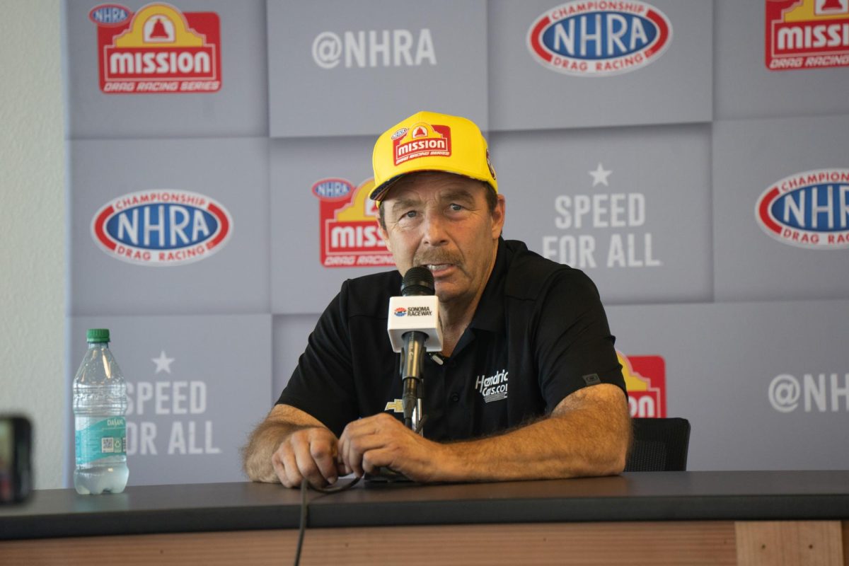 Pro Stock driver Greg Anderson takes pole position heading into Sunday's finals at the DENSO NHRA Sonoma Nationals on Saturday, July 27, 2024 in Sonoma. 