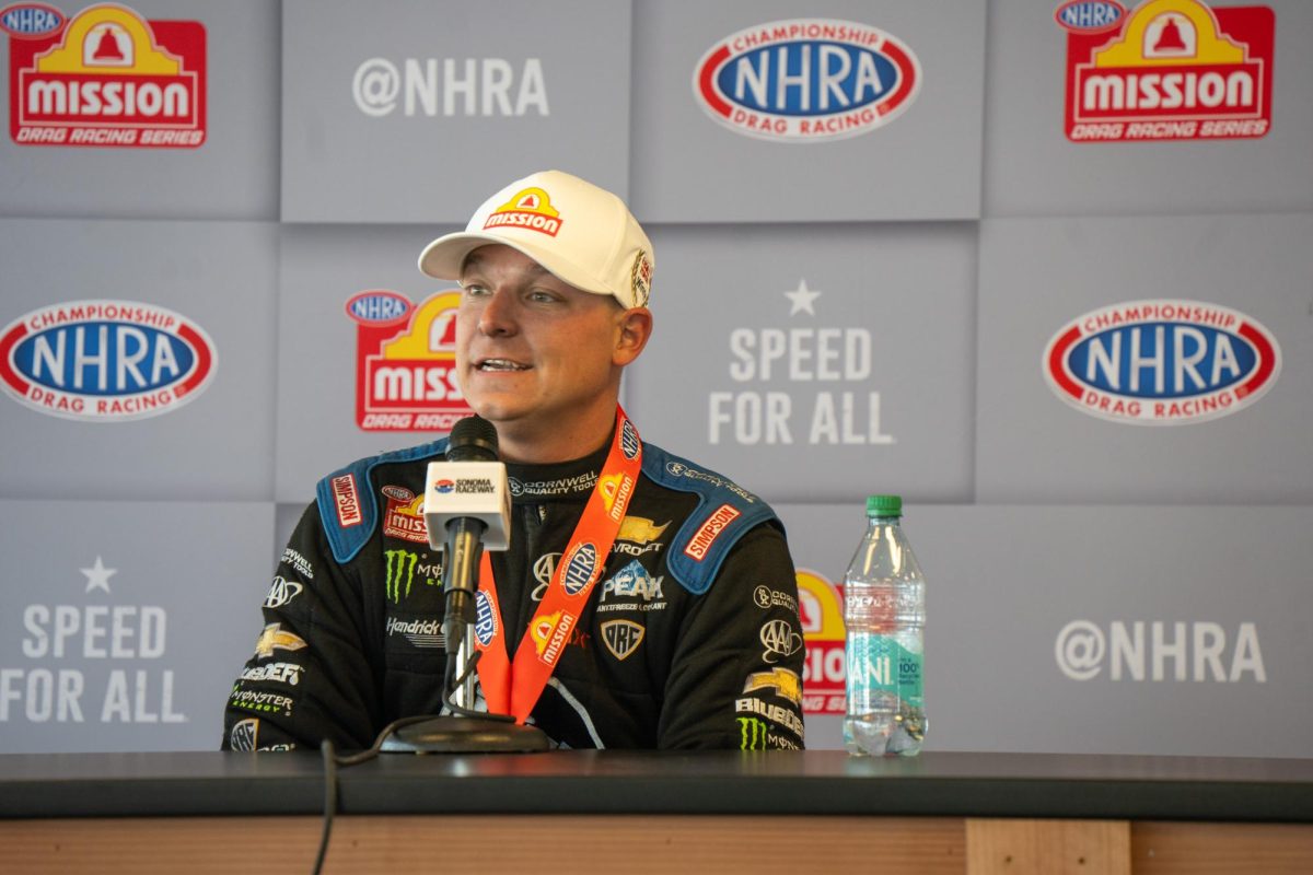 Funny Car driver Austin Prock wins the Mission Foods 2Fast2Tasty Funny Car callout at the DENSO NHRA Sonoma Nationals on Saturday, July 27, 2024 in Sonoma. 