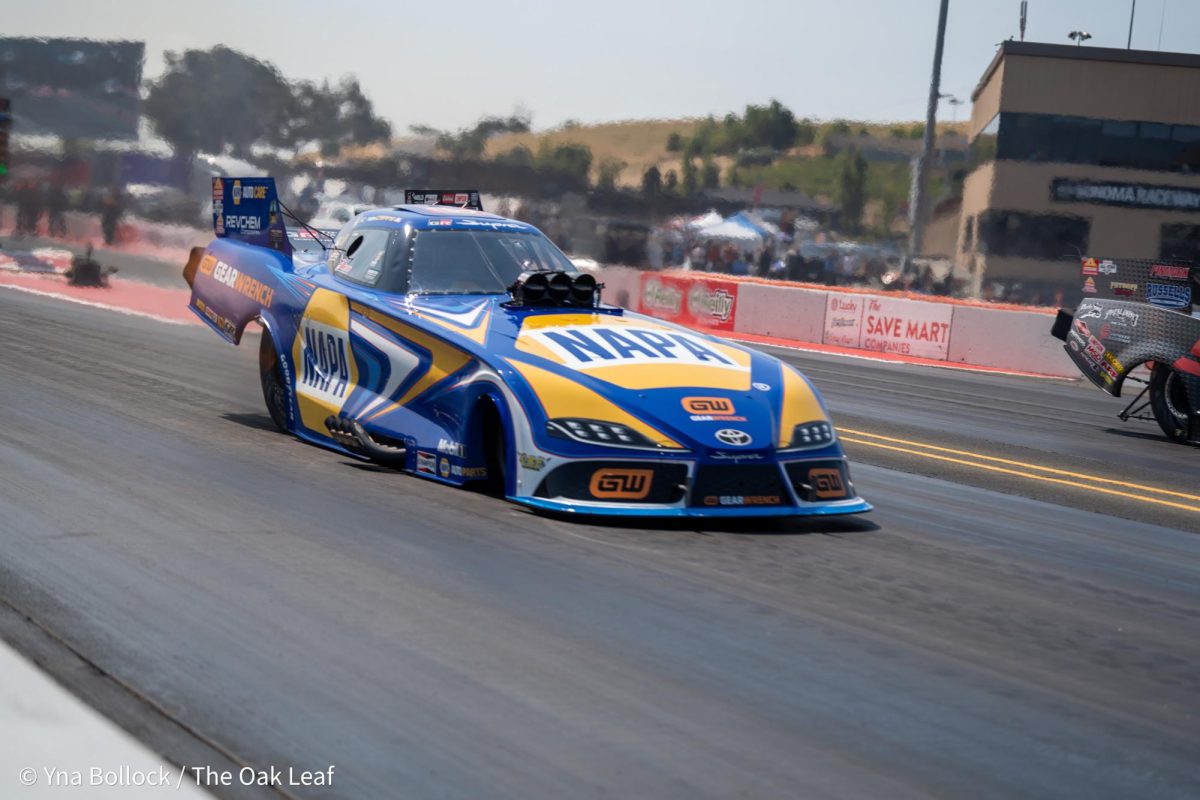 Funny Car driver Ron Capps wins the first round of the day against Cruz Pendregon with a run of 3.869 ET at 335.57 mph at the DENSO NHRA Sonoma Nationals on Sunday, July 28, 2024 in Sonoma. 