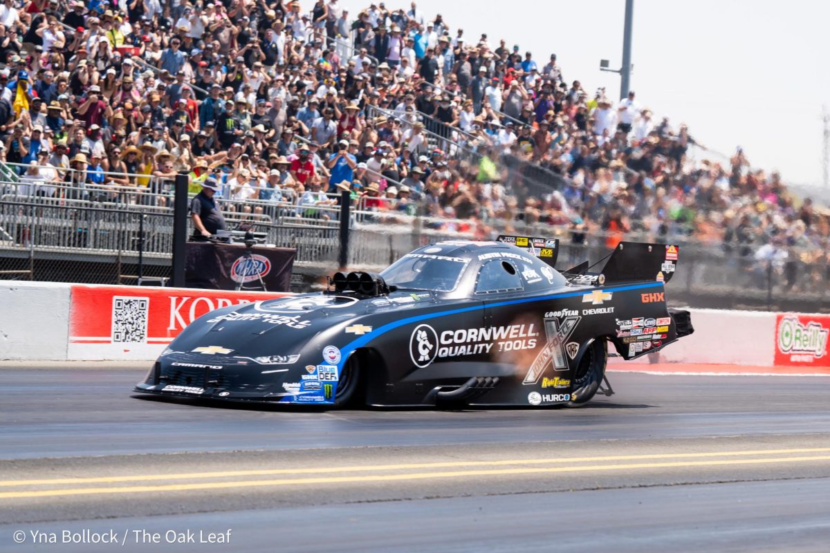 Funny Car driver Austin Prock wins the first round of the day against Steven Densham with a run of 3.843 ET at 335.57 mph at the DENSO NHRA Sonoma Nationals on Sunday, July 28, 2024 in Sonoma. 