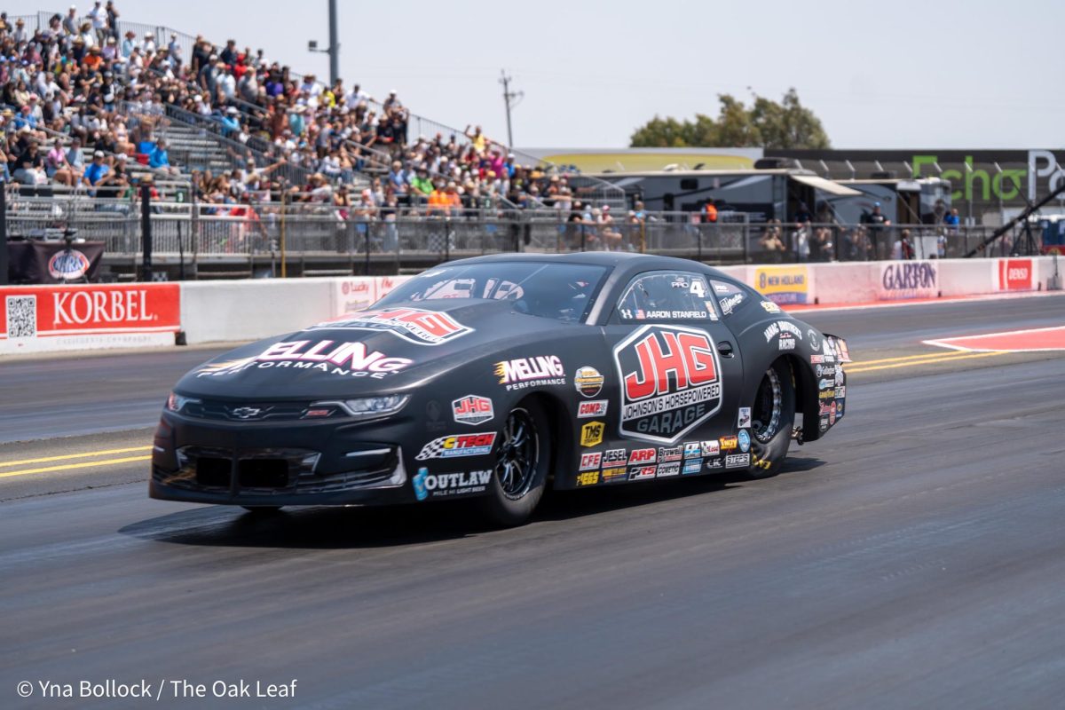 Pro Stock driver Aaron Stanfield wins the first round of the day against Chris McGaha with a run of 6.521 ET at 210.28 mph at the DENSO NHRA Sonoma Nationals on Sunday, July 28, 2024 in Sonoma. 