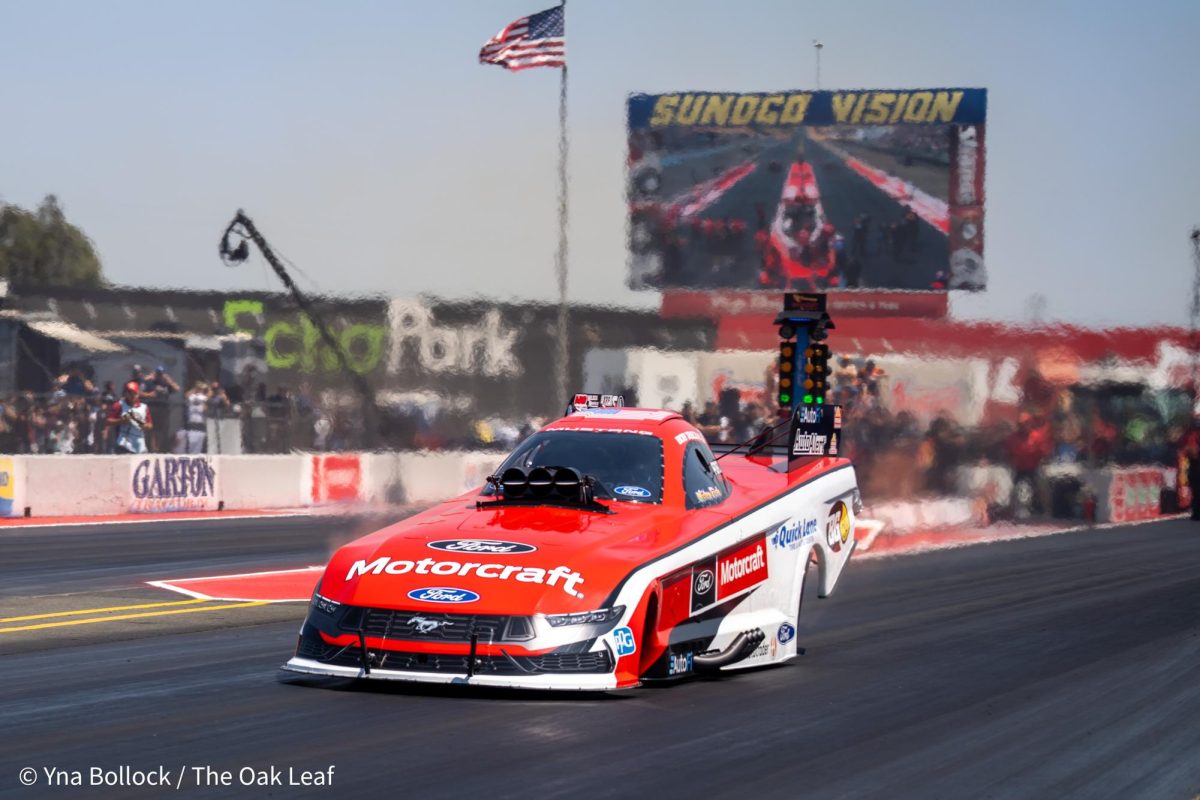 Funny Car driver Bob Tasca III wins in his category after defeating Ron Capps with a run of 4.088 ET at 277.15 mph at the DENSO NHRA Sonoma Nationals on Sunday, July 28, 2024 in Sonoma. 