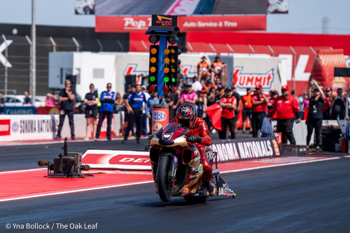 Pro Stock Motorcycle driver Matt Smith wins his category with a run of 6.700 ET at 203.77 mph at the DENSO NHRA Sonoma Nationals on Sunday, July 28, 2024 in Sonoma. 