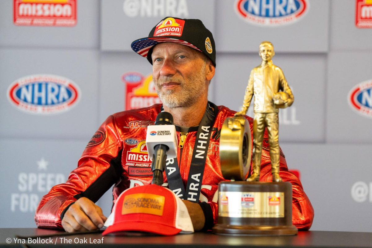 Pro Stock Motorcycle driver Matt Smith wins his category with a run of 6.700 ET at 203.77 mph at the DENSO NHRA Sonoma Nationals on Sunday, July 28, 2024 in Sonoma. 