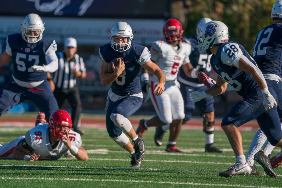 Quarterback Chase Vehmeyer “...took his chances when they were there, and just really played a solid football game” per Coach Lenny Wagner on the sophomore's performance at Santa Rosa's Bailey Field on Saturday, September 7, 2024.