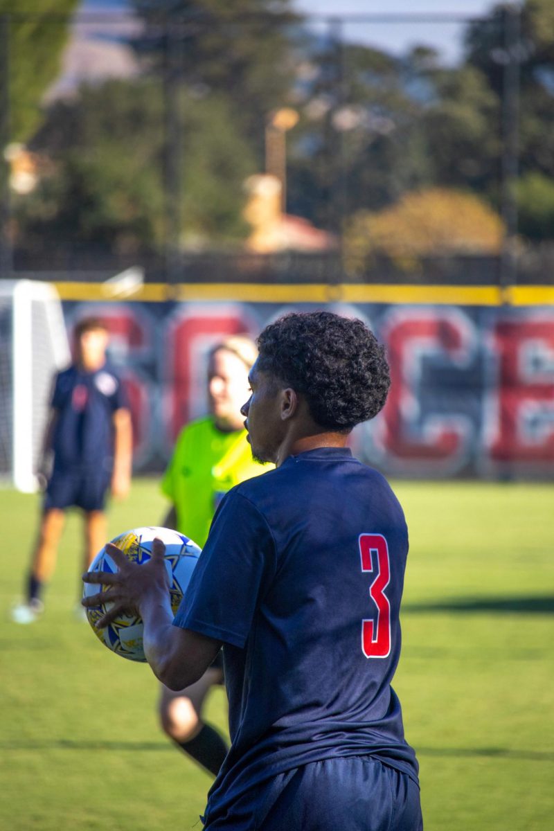 Defender Raffino Landford getting ready to take a thow-in against Cañada at home on Tuesday, September 10, 2024.