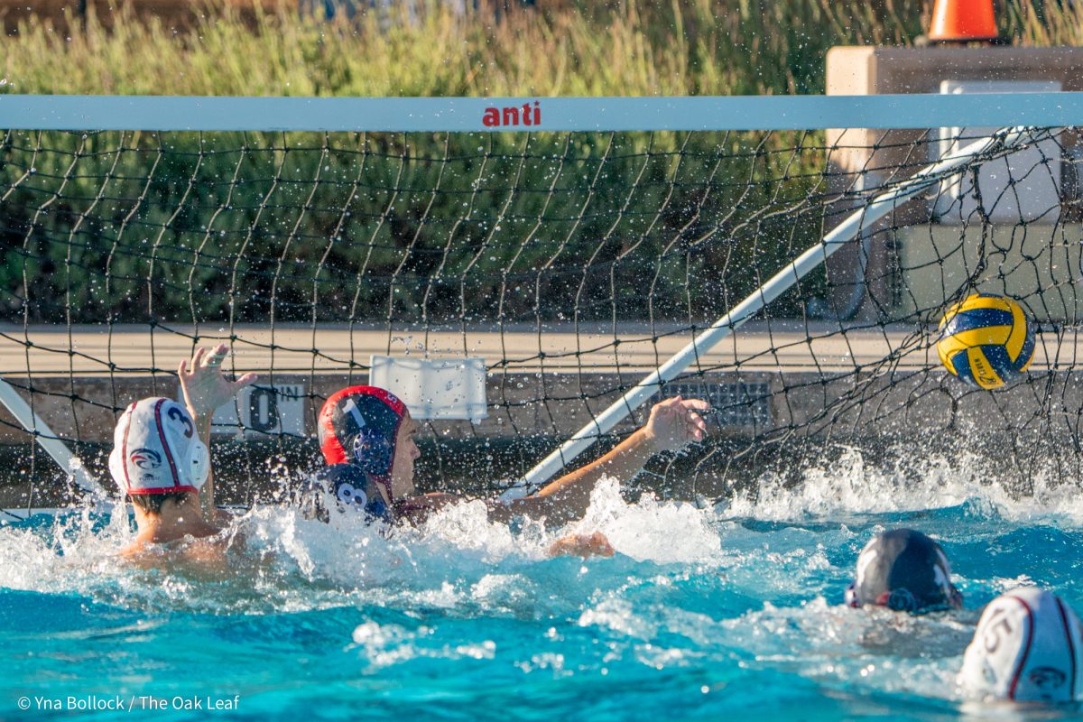 Goalie Braden Lamb is unsuccessful with his block against American River on Oct. 9. 2024.