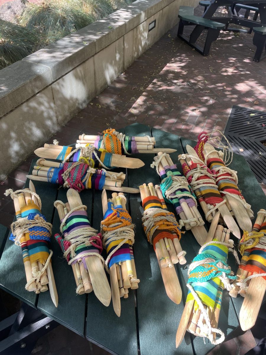 Multiple backstrap weaving kits provided free of cost from Sari at Santa Rosa Junior College 20 Sept. 2024