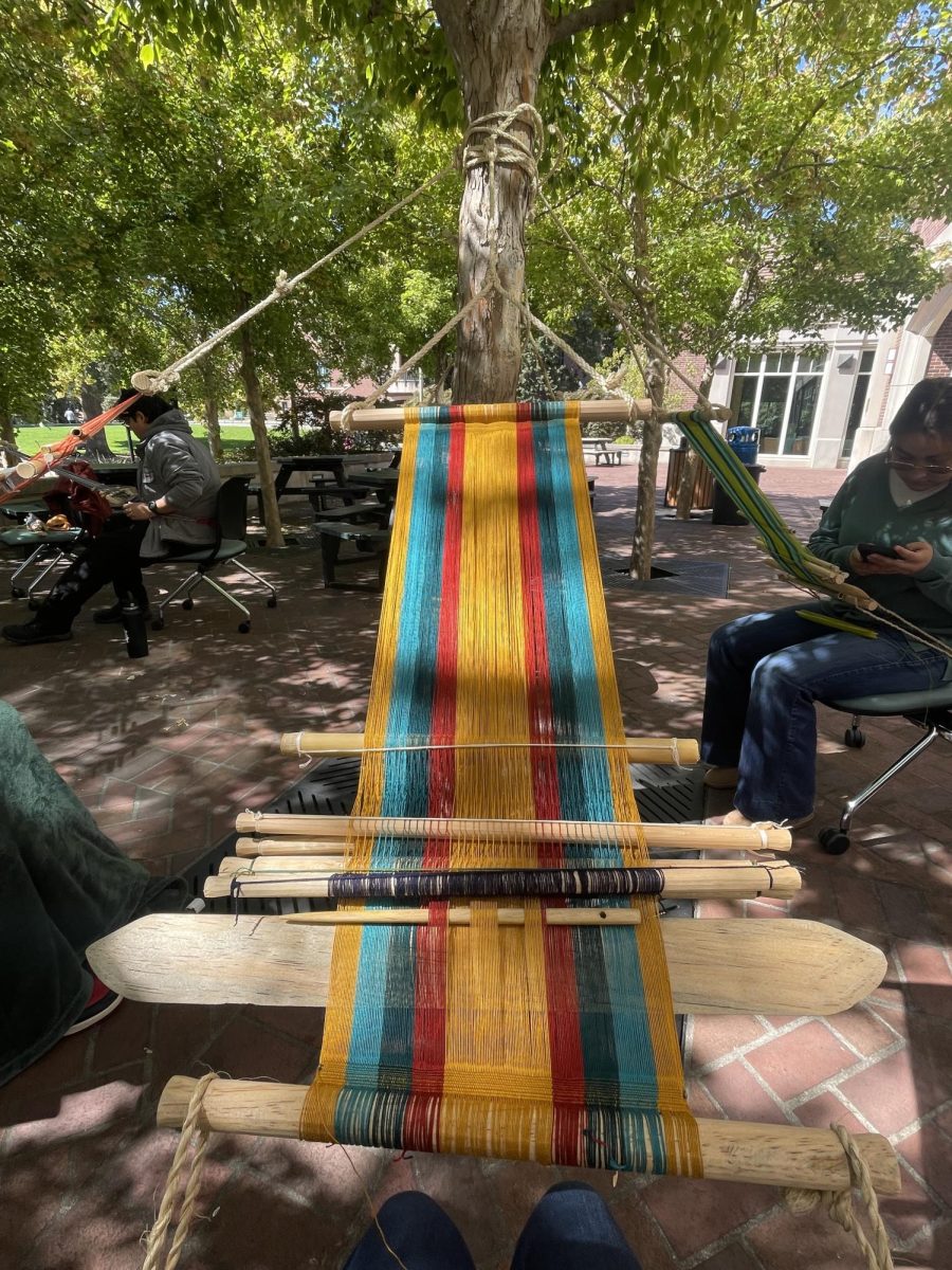 Malena’s loom progress during the event at Santa Rosa Junior College 20 Sept. 2024