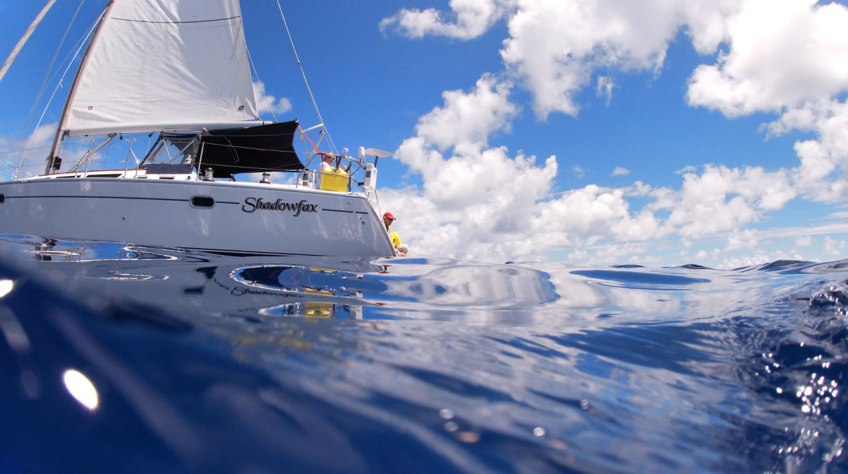 The Shadowfax rocks with the current in the middle of the Pacific Ocean on Aug. 13, 2024. 