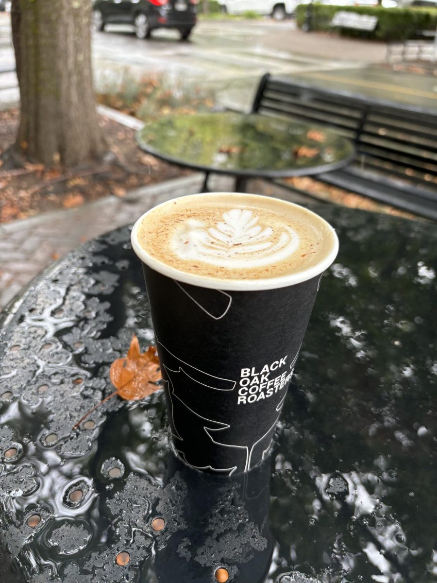 The Black Oak's Pumpkin Latte in a to-go cup was perfect for a rainy afternoon in Healdsburg on Saturday, Oct. 12, 2024.