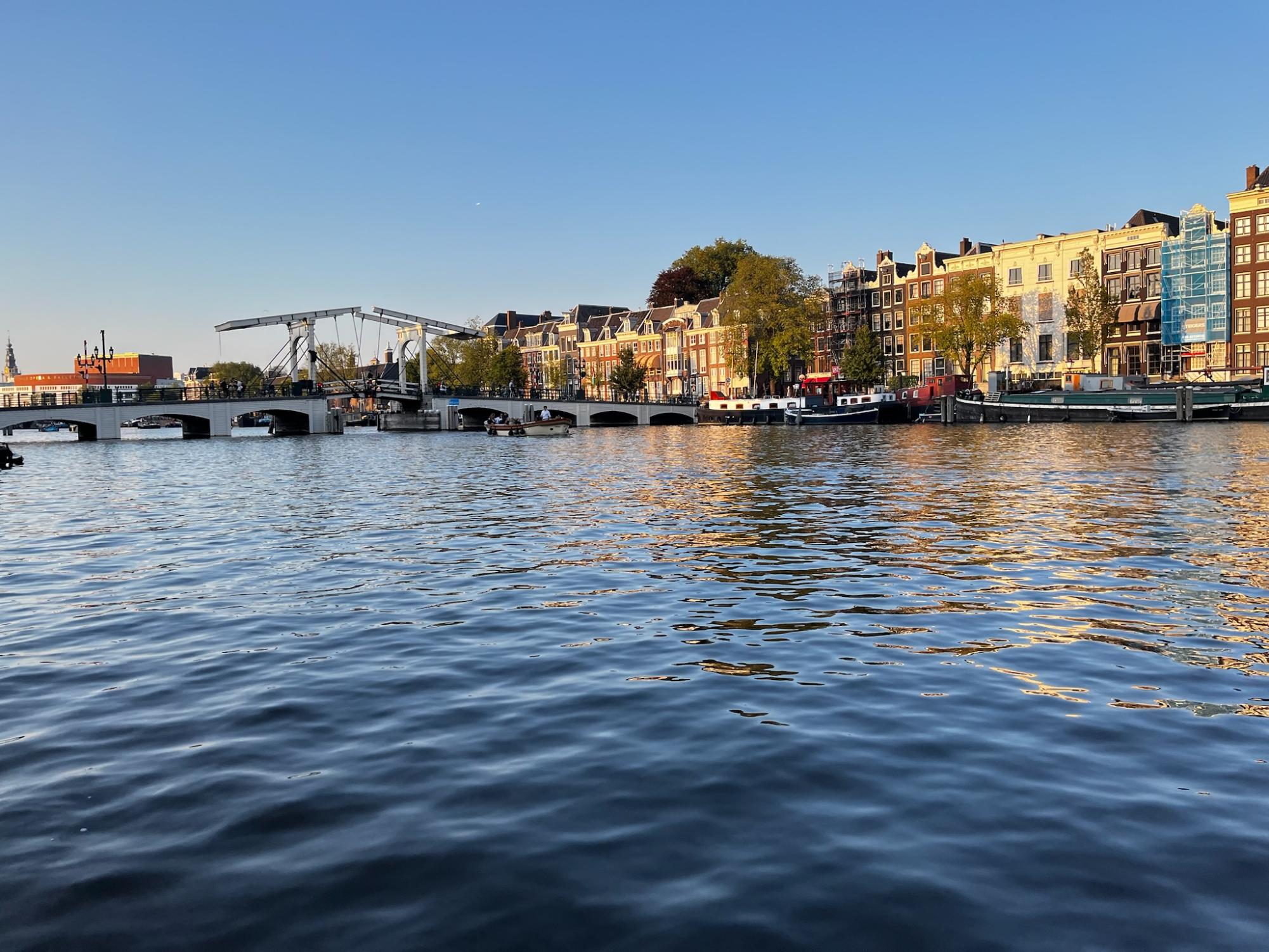 View from where the Prisengracht meets the river Amstel. 