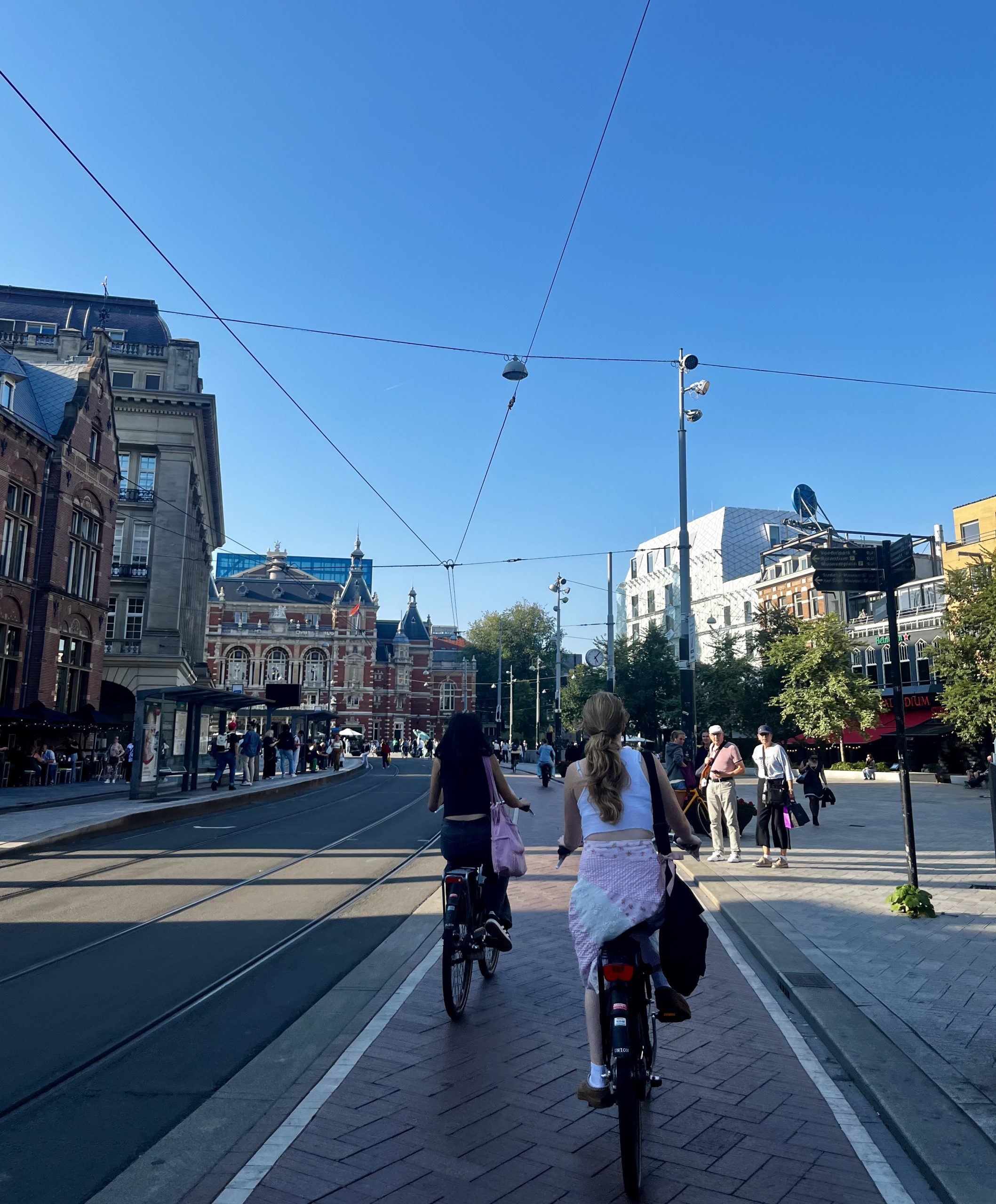 AIFS students bike along a path in Amsterdam, September 20, 2024