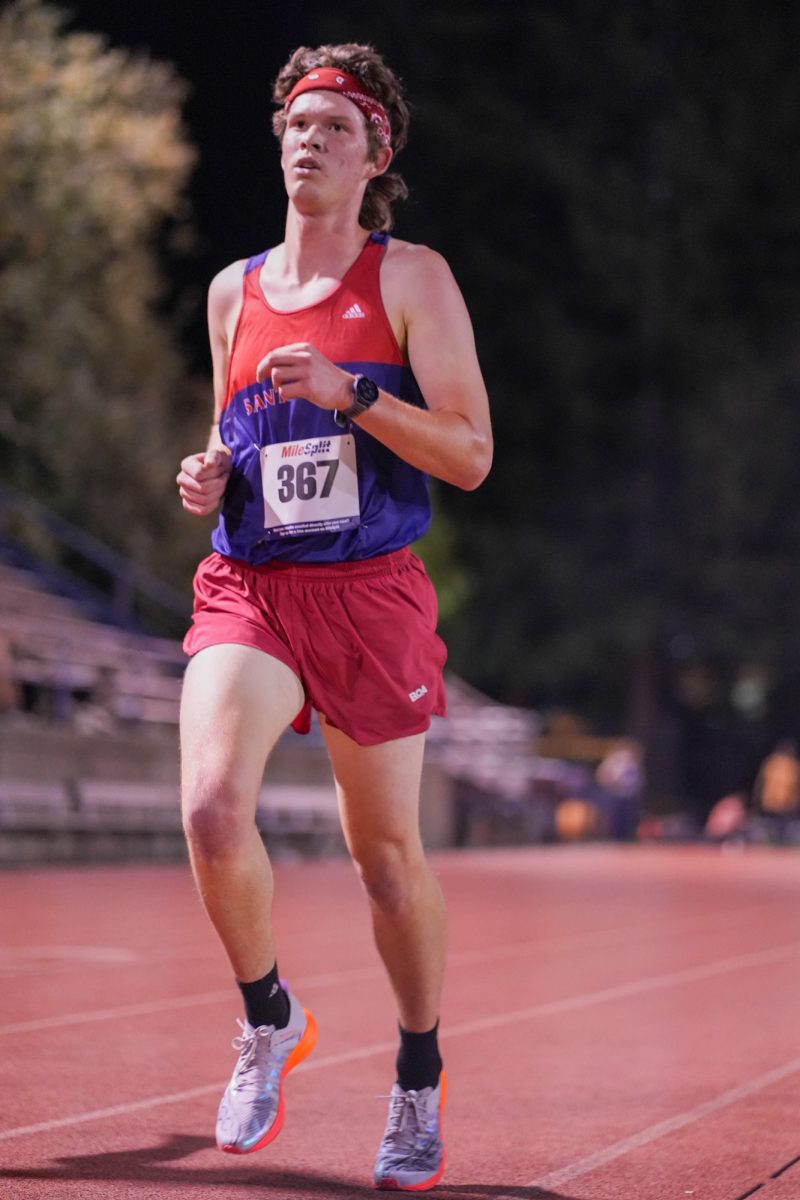 Santa Rosa’s Bryce Ward competes in the Men's 5k run at Bailey Field on Sept. 27, 2024
