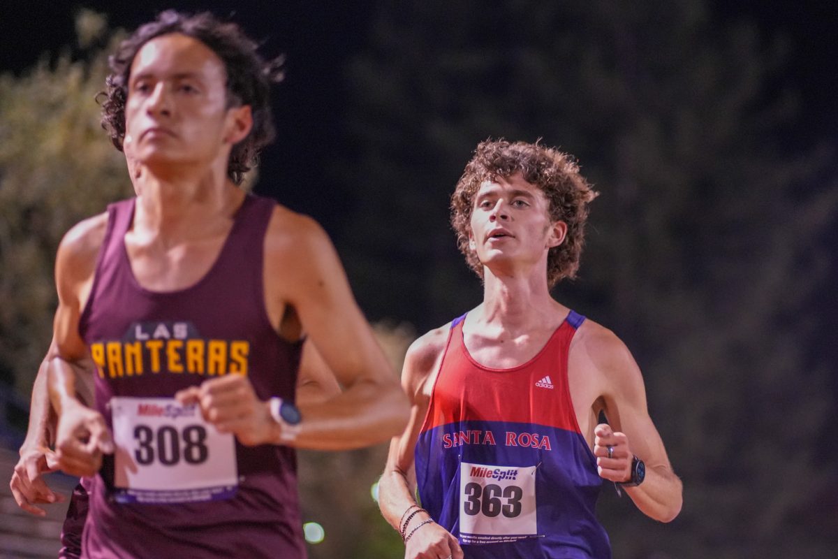 Bear Cub Isaac Feleay runs with his sights set on a strong finish in the Men’s 5k run at Bailey Field on Sept. 27, 2024. 