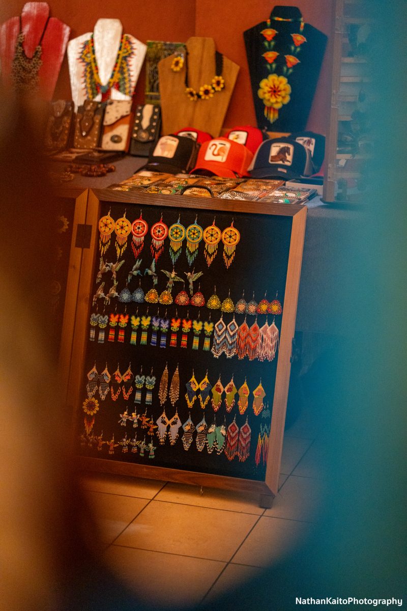 A display of colorful jewelry and other adornments at the Dia De Los Muertos event at the Bertolini Student Center  on Wednesday, Oct. 23.