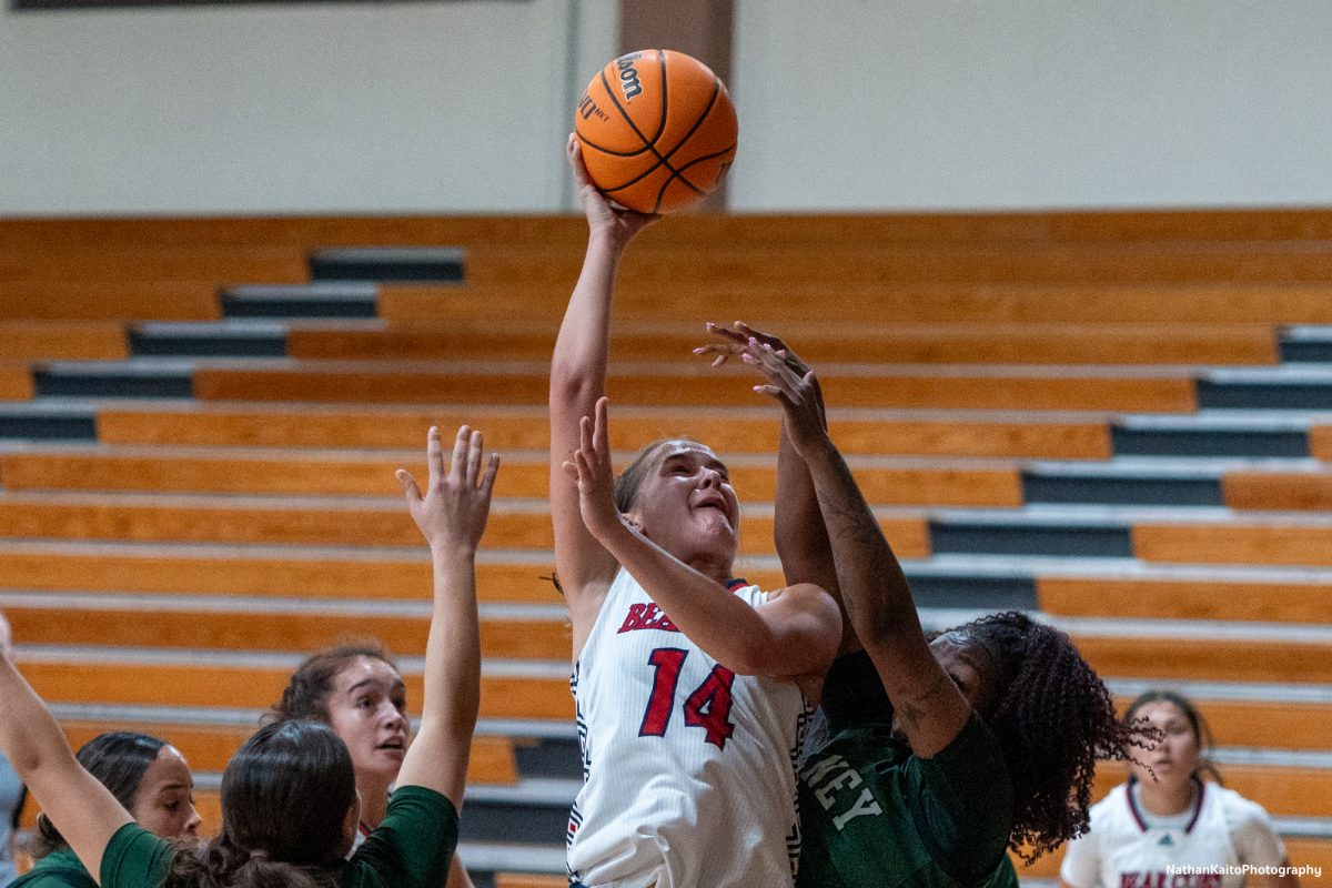 Bear Cubs’ forward Kaia Eubanks surges up to beat her marker for a layup against Laney at Haehl Pavilion on Friday, Nov. 22, 2024. 