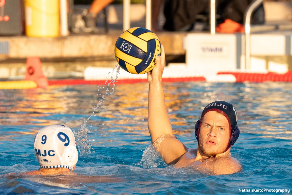 Santa Rosa’s sophomore and utility Sebastian King Gile looks forward for a pass against Modesto on Wednesday, Oct. 30, 2024.