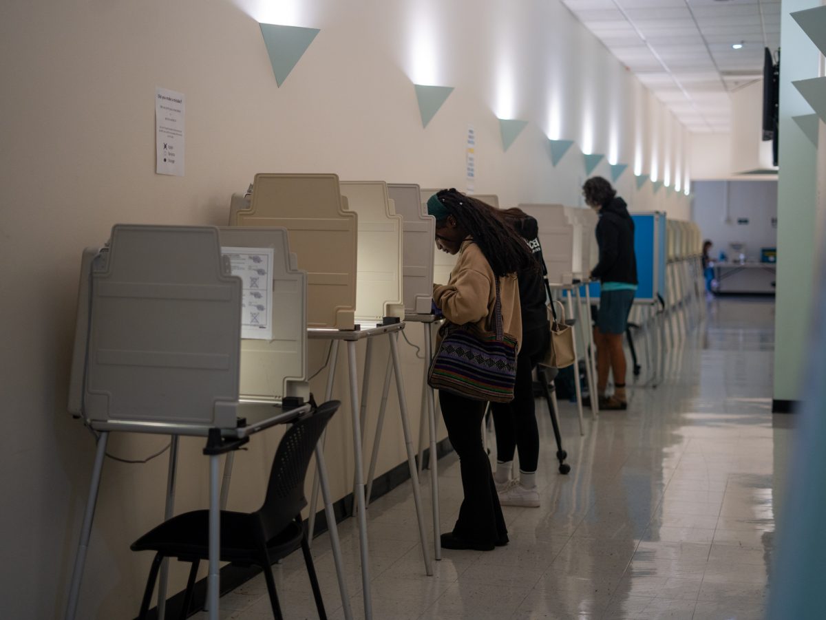 A voter confirms his choices at the Registrar of Voters in Santa Rosa on Nov. 5th, 2024. 