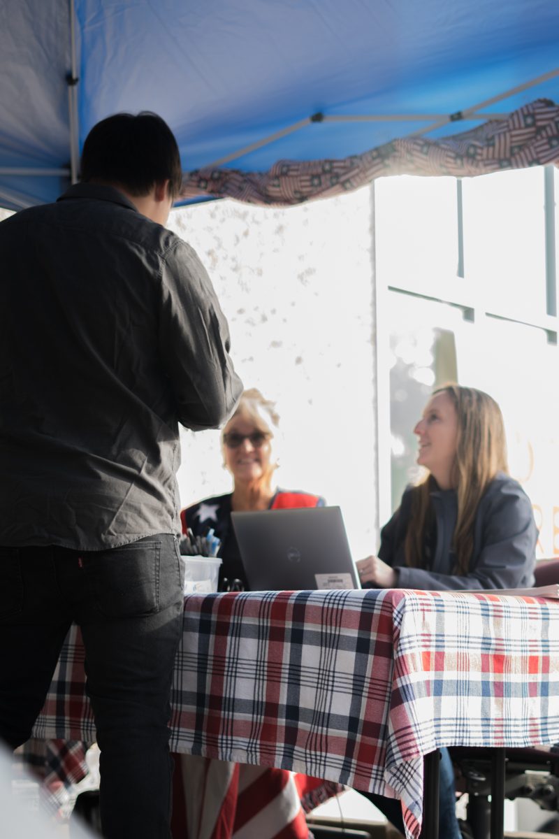 Oak Leaf Reporter Nathan Kaito Morris signs in to cast his vote at the Registrar of Voters in Santa Rosa on Nov. 5th, 2024. 