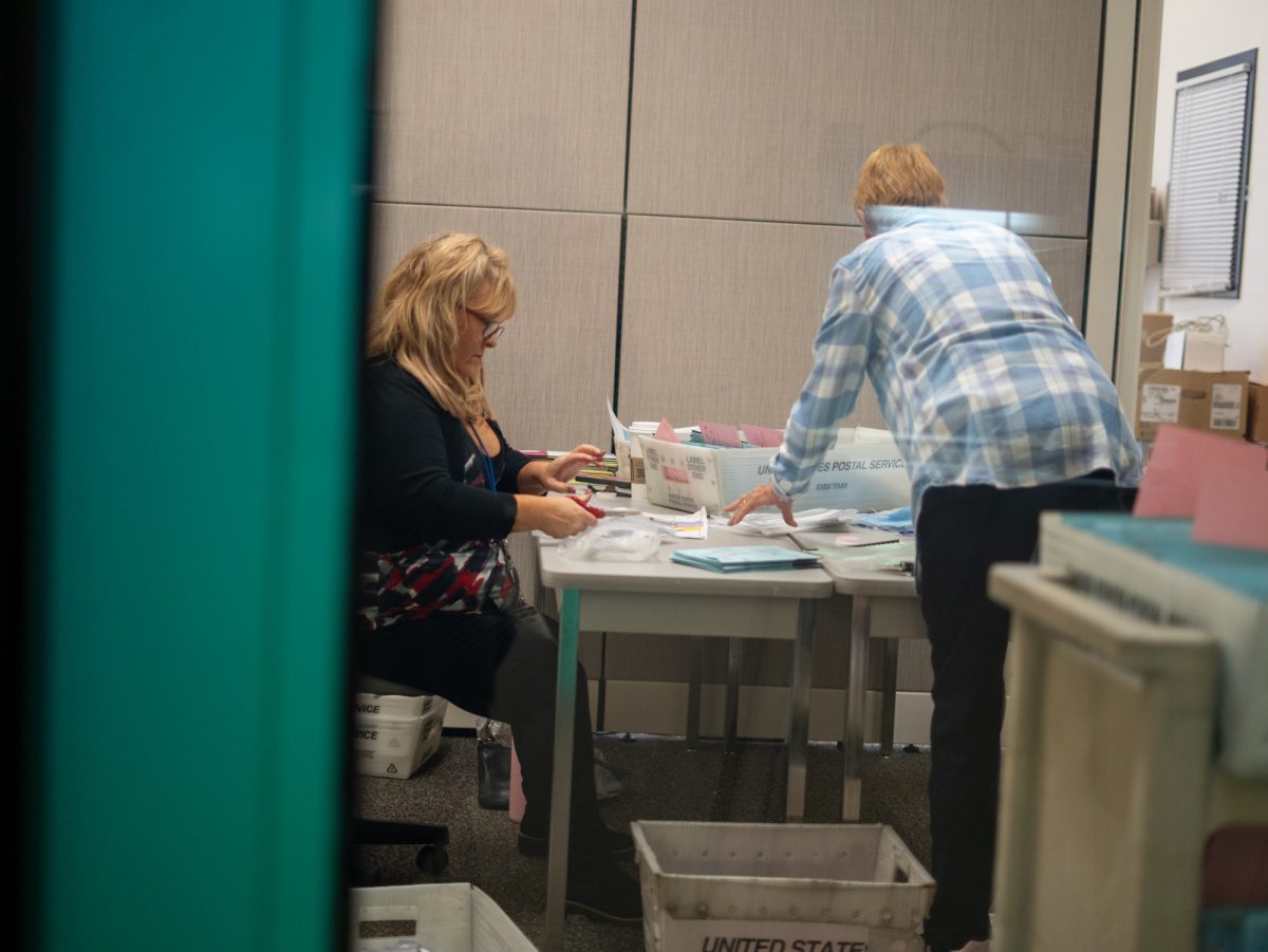 Official poll workers collects the ballots at the Registrar of Voters in Santa Rosa on Nov. 5th, 2024. 