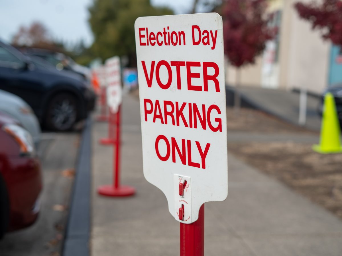 Parking spaces are set aside as voters cast their votes during the November Presidential Election at the Registrar of Voters in Santa Rosa on Tuesday, Nov. 5th, 2024