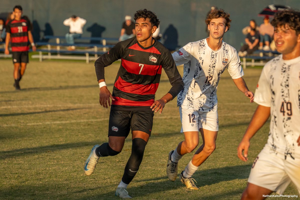 Santa Rosa’s midfielder Jerardo Herrera Macias makes himself available during a throw-in at home against Cosumnes River on Tuesday, Nov. 12, 2024. 