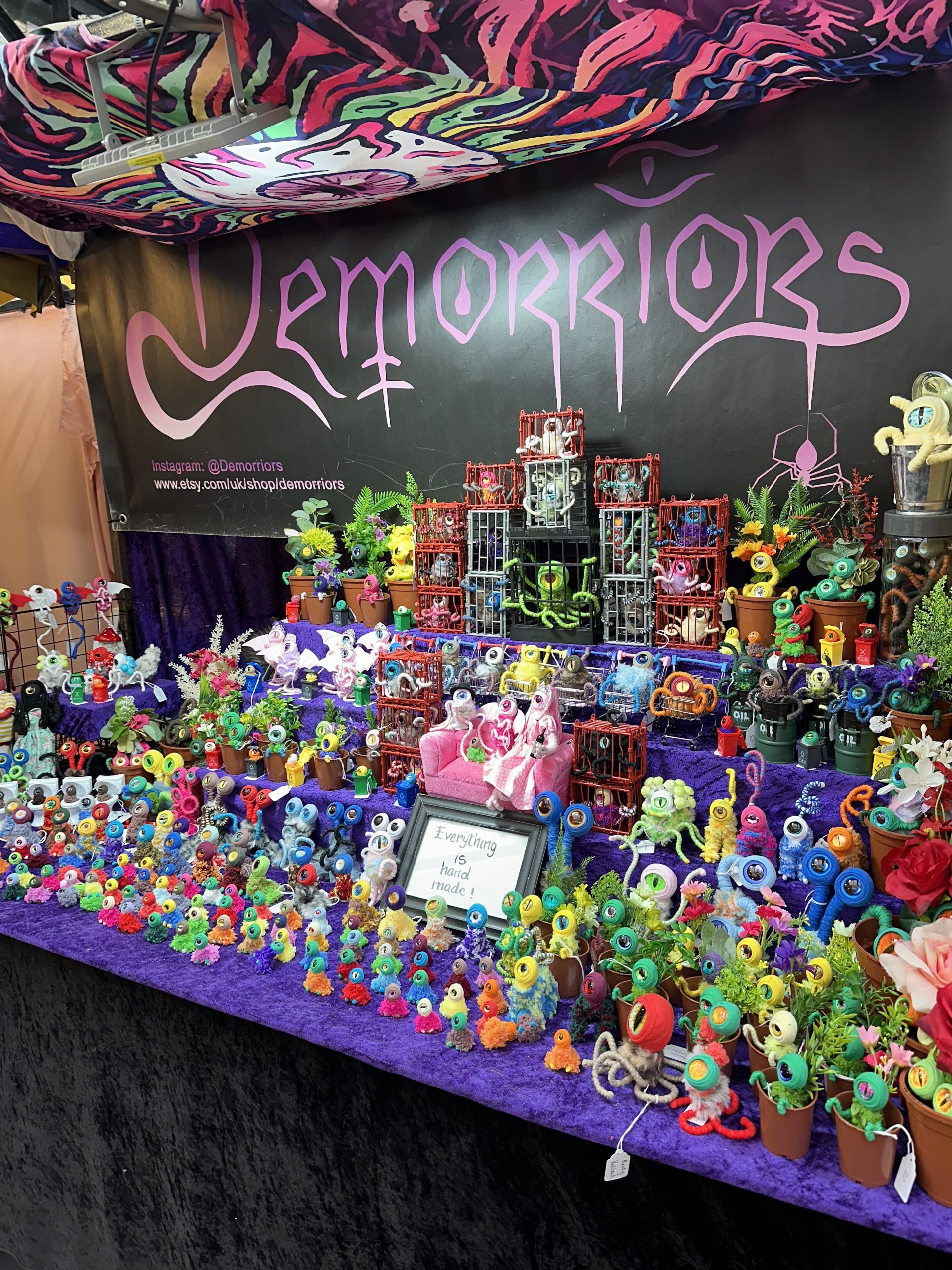 The Demorriors stall at Camden Market in London is overrun with soft one-eyed creatures.