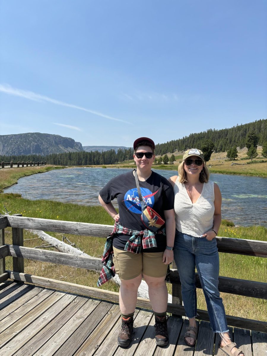 Sisters Kathryn Molinelli-Ruberto (left) and Cristan Molinelli-Ruberto (right) at Yellowstone National Park on Aug. 5, 2024. 