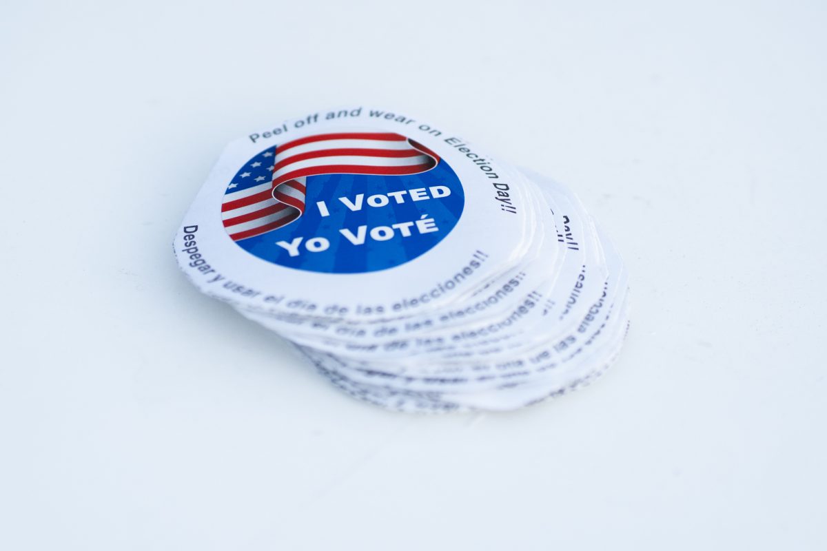 "I Voted" stickers on display at the Registrar of Voters in Santa Rosa during the November Presidential Election on Tuesday, Nov. 5th, 2024