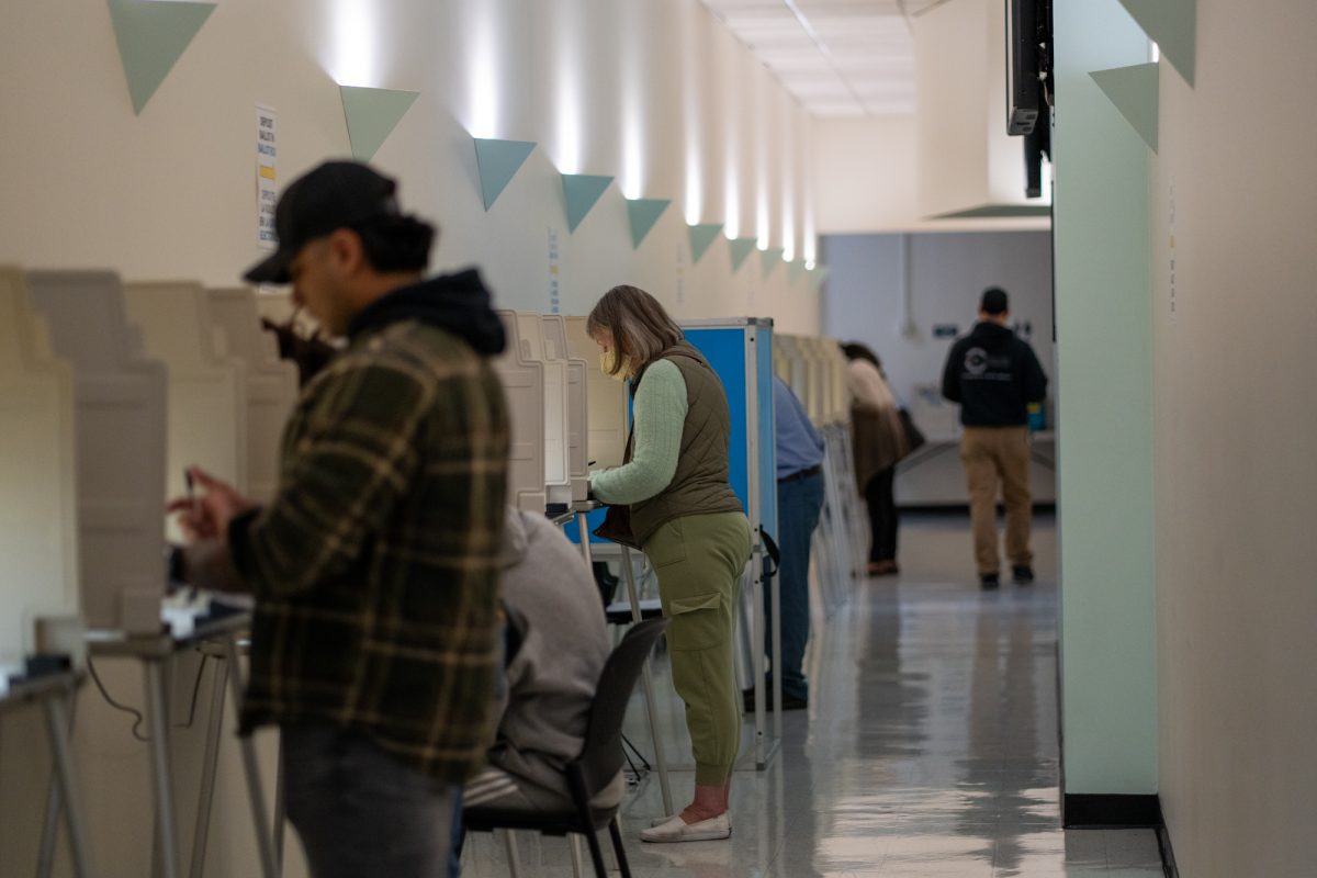 Voters line up to cast to their vote during the November Presidential Election at the Registrar of Voters in Santa Rosa on Tuesday, Nov. 5th, 2024.