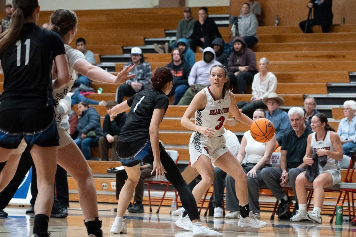 SRJC guard Abigail Tacla searches for an open teammate against Solano at Haehl Pavilion on Tuesday Nov. 26, 2024.