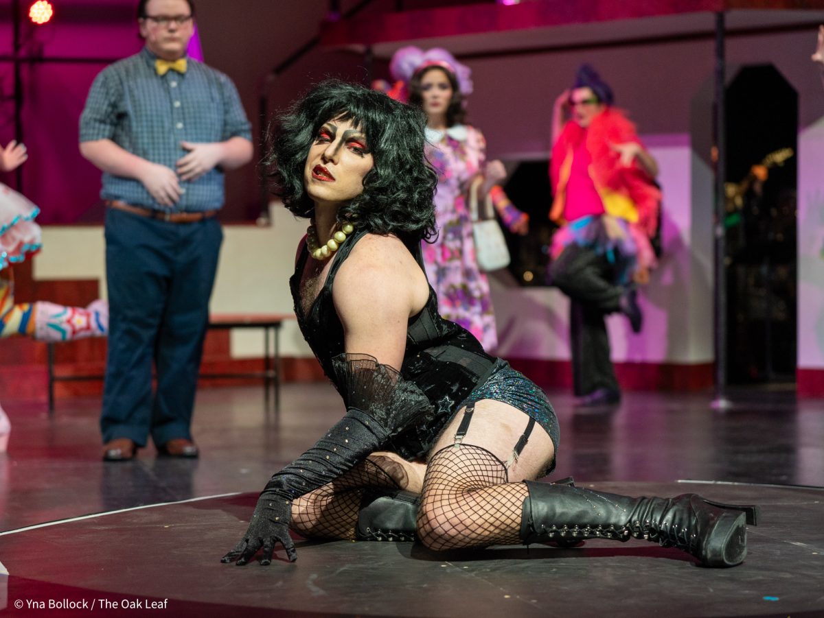 Alex Delzell as "Dr. Frank-N-Furter" in SRJC's Fall 2024 production of The Rocky Horror Show