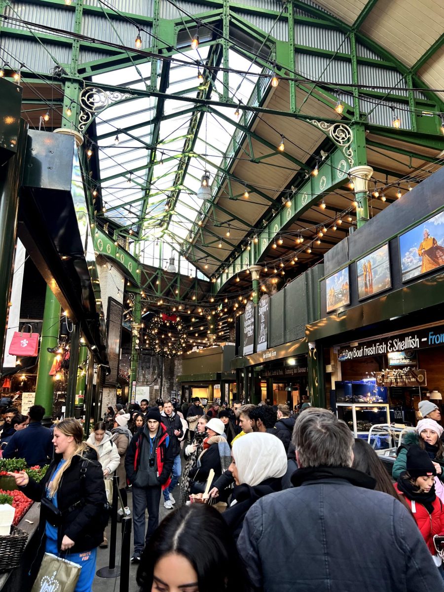 Thousands of tourists and London residents flow through  the center of the Borough Market in London each day.