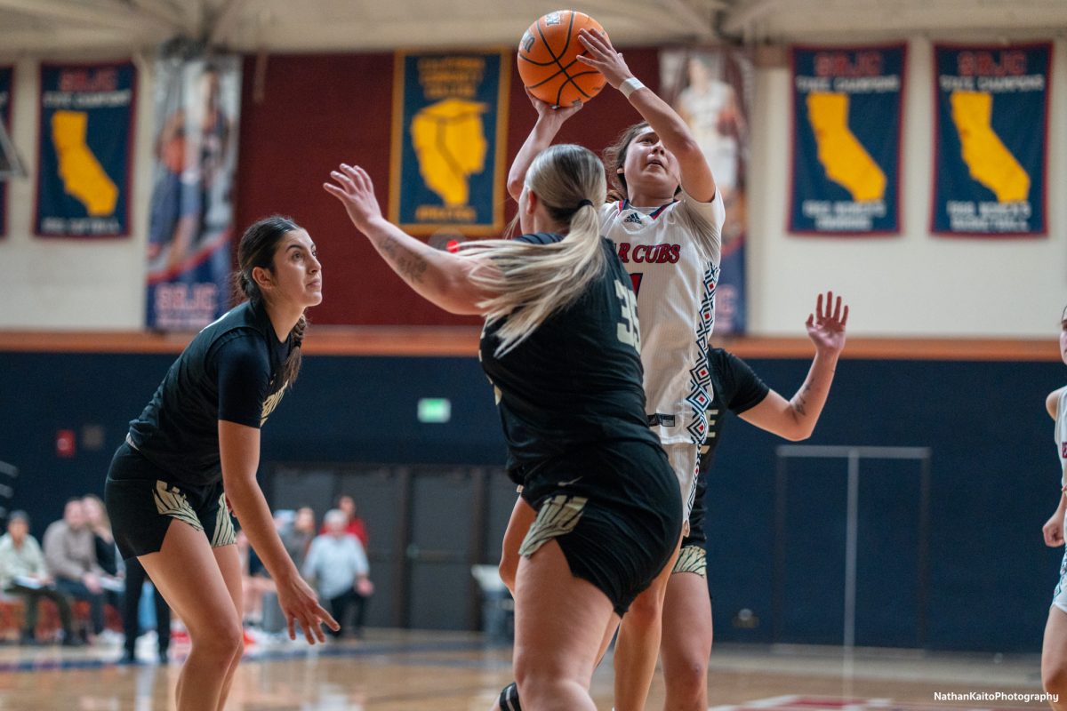 Santa Rosa’s guard Lindsey Arellano rises for a lay-up against Butte at Haehl Pavilion on Tuesday, Dec. 10, 2024