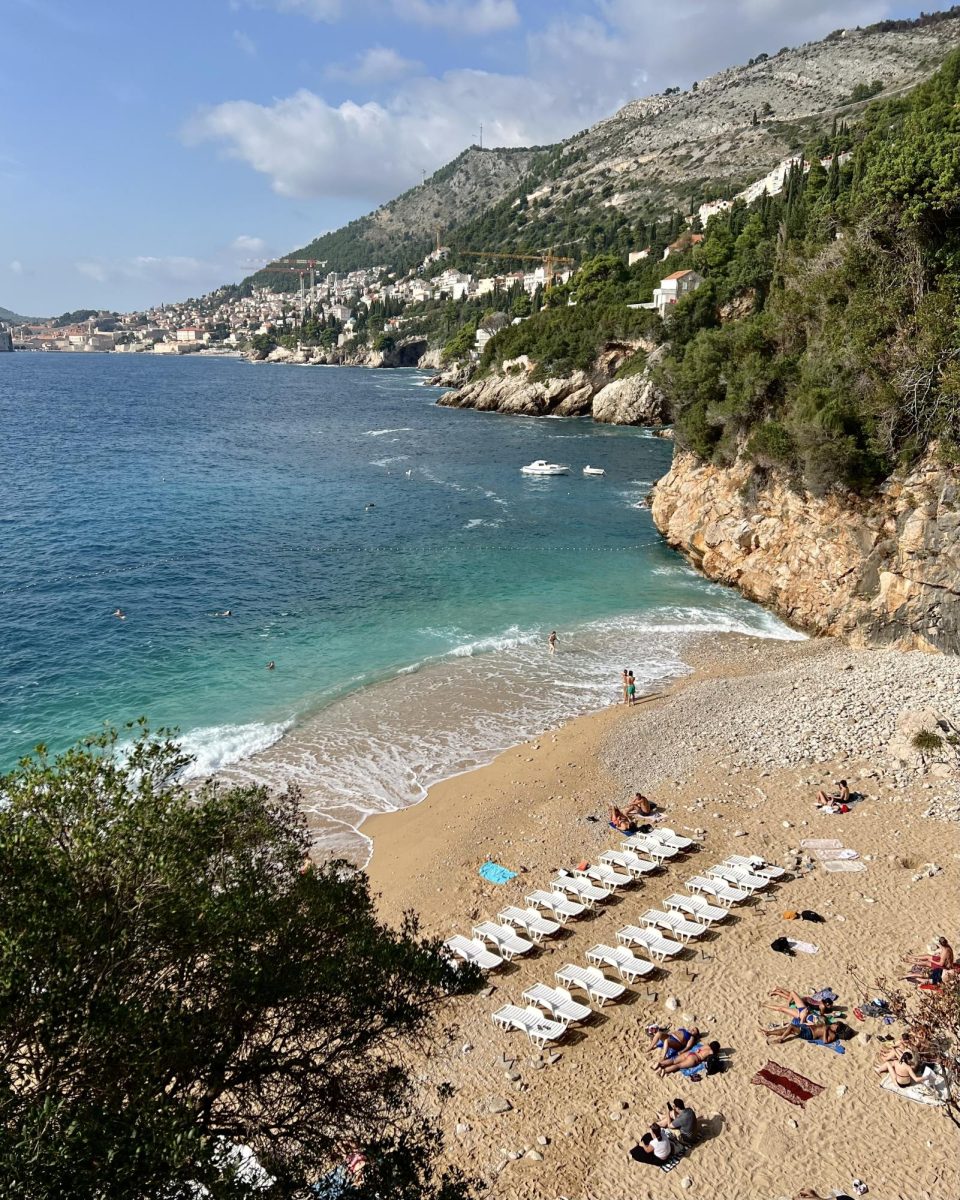 Study abroad students hike down to St. Peter’s beach, in Dubrovnik, Croatia. 