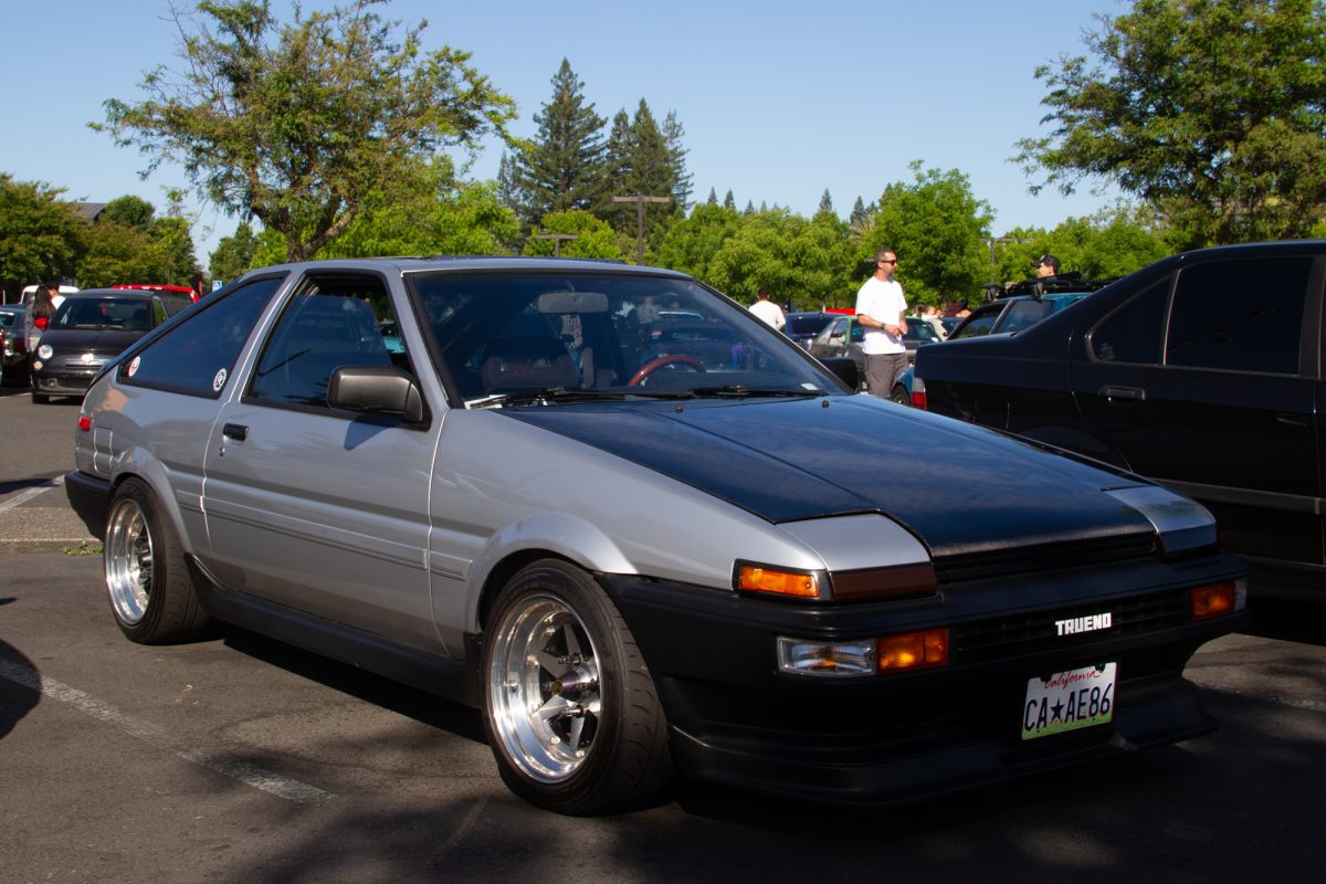 The Toyota AE86 sits in the shade at Santa Rosa Cars & Coffee in the Coddingtown Shopping Center parking-lot on June 9, 2024.