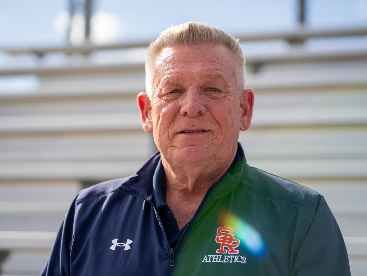 SRJC PA announcer Trey Dunia poses for a portrait in the homestands of Bailey Field on Nov. 2, 2024.