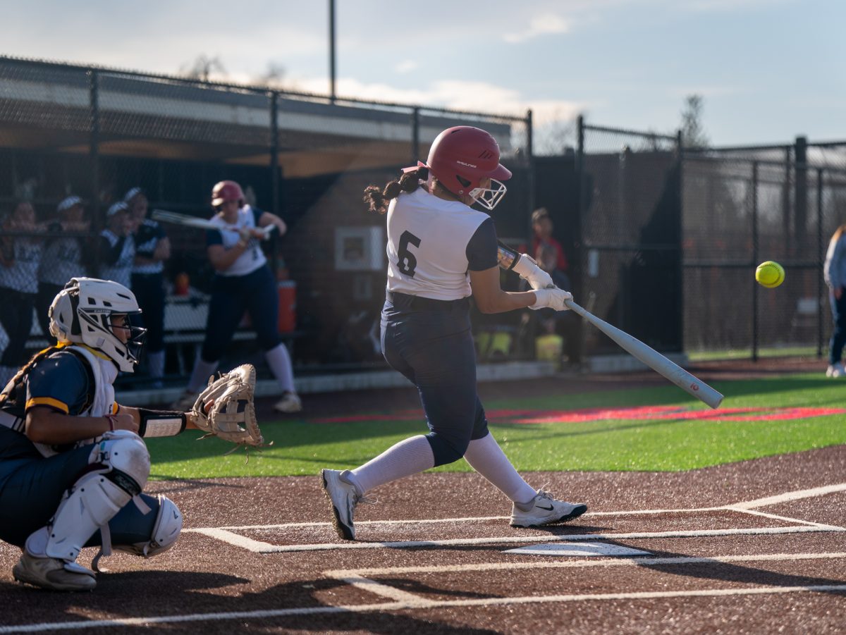 Bear Cub Mira Olvera hits a three-run home run in the bottom of the first in the second game against Hartnell at home on Friday, Jan. 24, 2025.