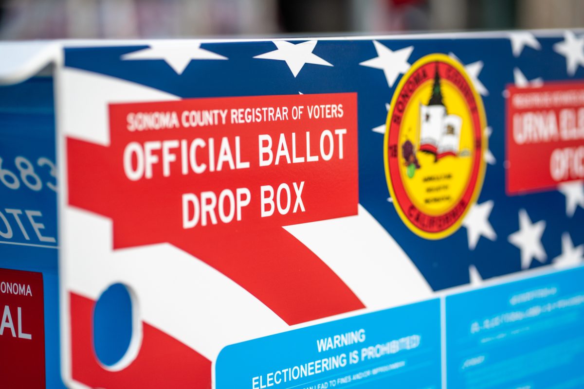 An official ballot drop box is available in lieu of in-person voting at the at the Registrar of Voters in Santa Rosa on Tuesday, Nov. 5, 2024.