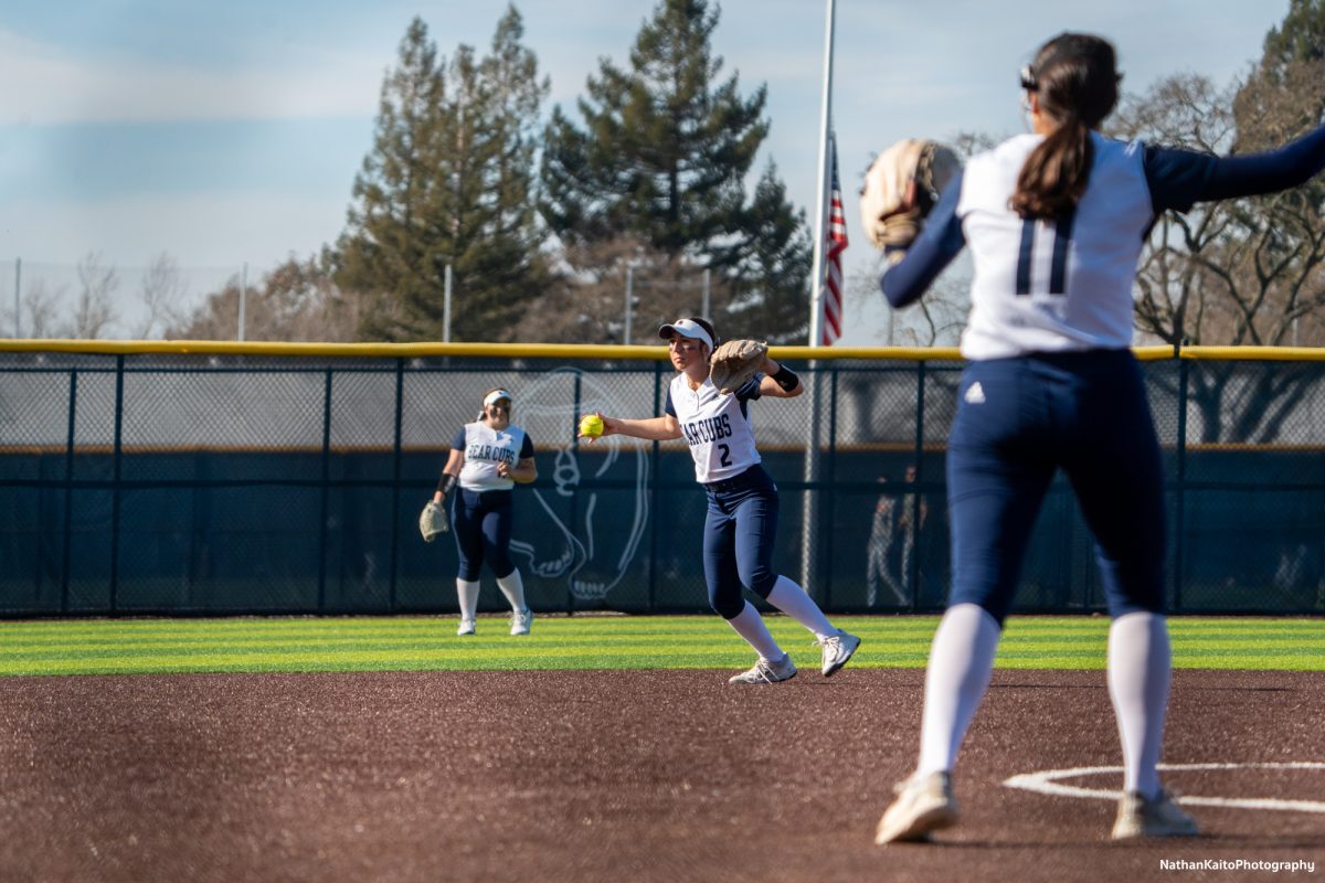 Santa Rosa’s shortstop/outfielder Kylee Bauman gets a hold of the ball and looks for the next play against Hartnell on Friday, Jan. 24th, 2025. 